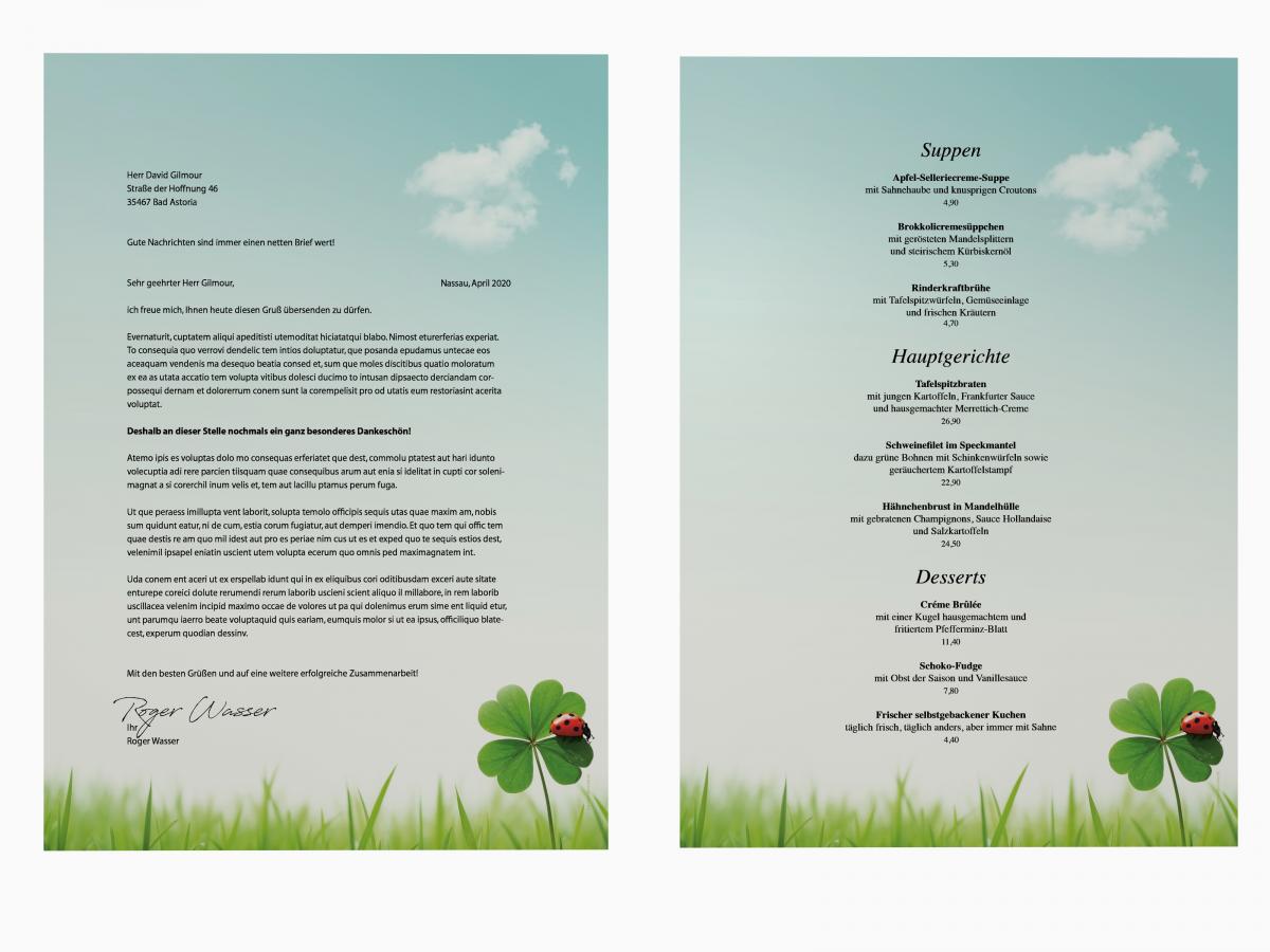 Motivpapier Kleeblatt Briefpapier mit Motiv